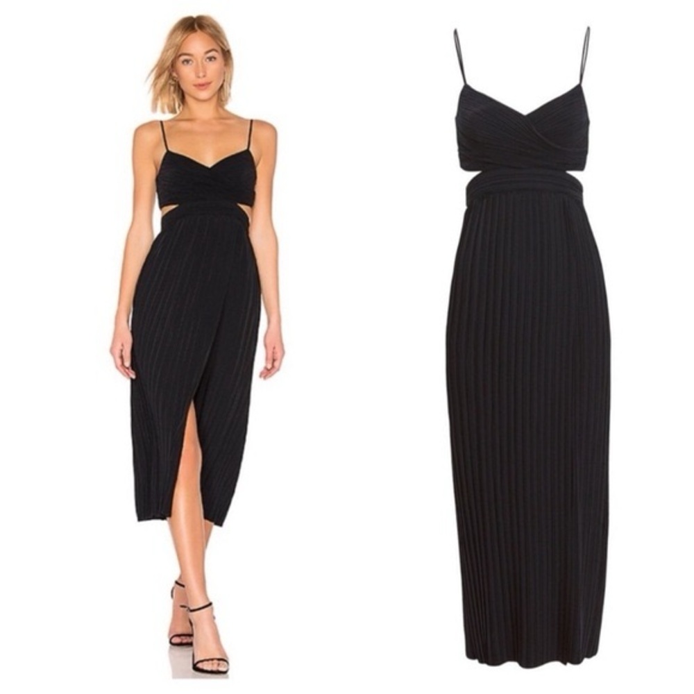 A.L.C. Sienna Pleated Cutout Midi Dress